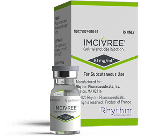 Glass vial and packaging for IMCIVREE
